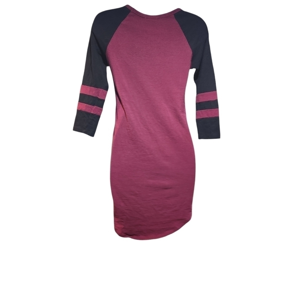 Bozzolo Womens ¾ Length Sleeve Burgundy Black Sporty Striped Dress Tunic Size S - Picture 2 of 7